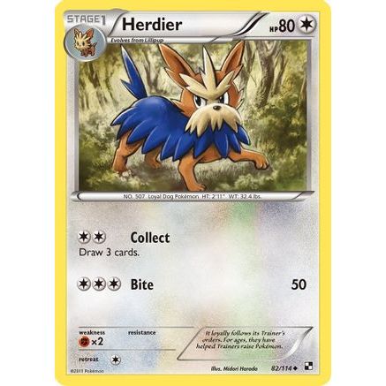 Herdier 82/114 - Black and White Reverse Holofoil