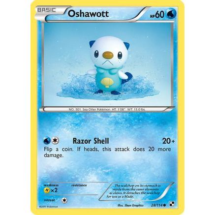Oshawott (28) 28/114 - Black and White Reverse Holofoil