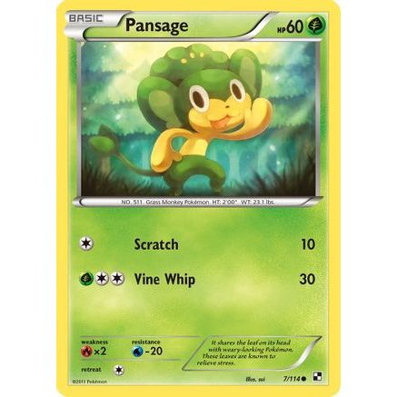 Pansage 7/114 - Black and White Reverse Holofoil
