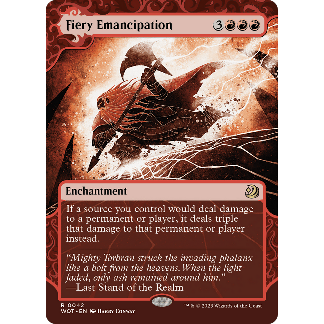 Fiery Emancipation (WOT-042) - Wilds of Eldraine: Enchanting Tales: (Showcase) (Borderless)