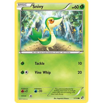 Snivy (1) 1/114 - Black and White Reverse Holofoil