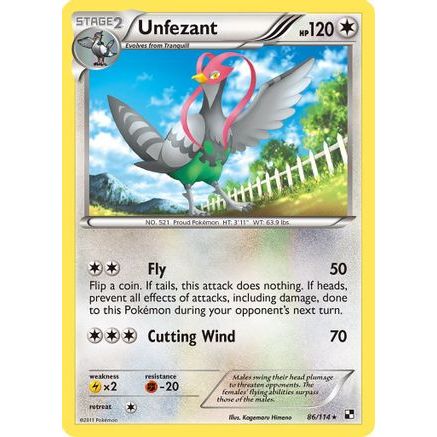 Unfezant 86/114 - Black and White Reverse Holofoil