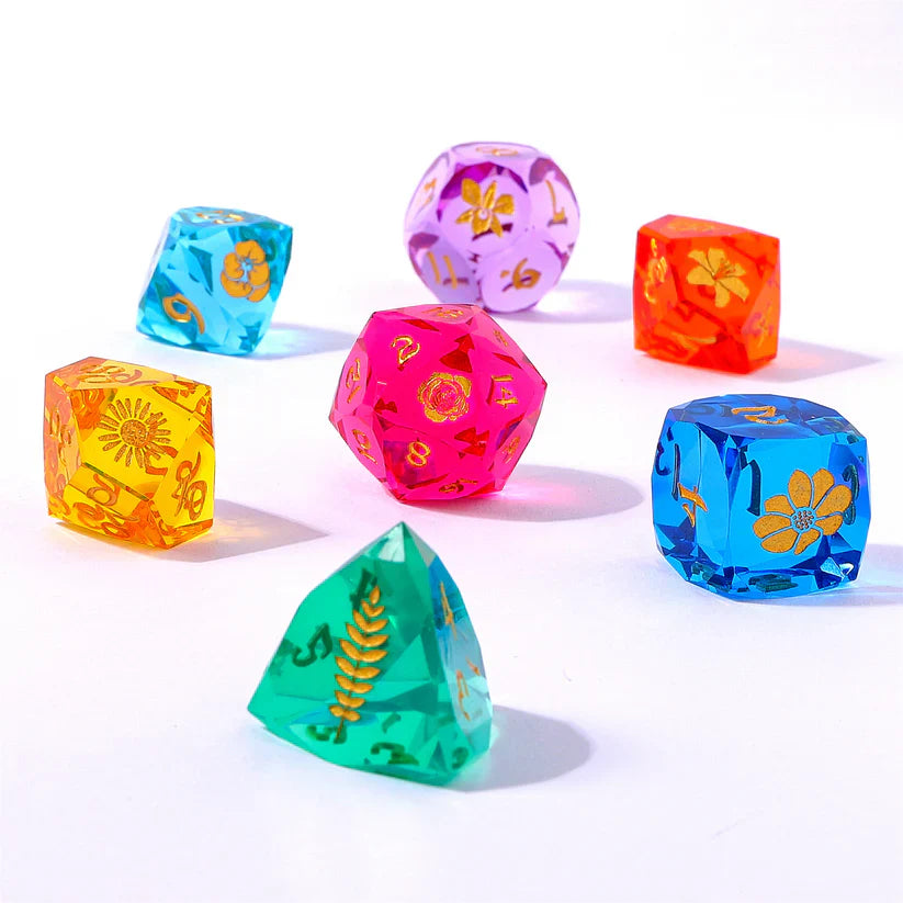 Captured Magic Luster Cut Resin Dice Set - Bouquet of Dice