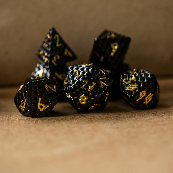 Black Dragon's Egg - Metal Dice (Set of 7)