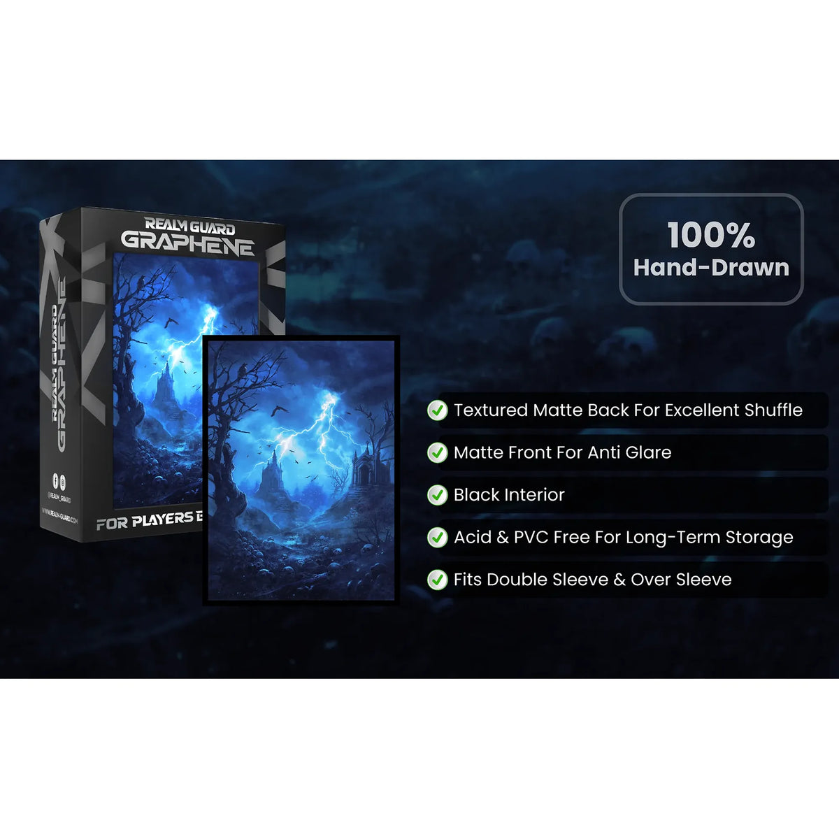 Realm Guard: Graphene Art Sleeves - Blue Black Graveyard