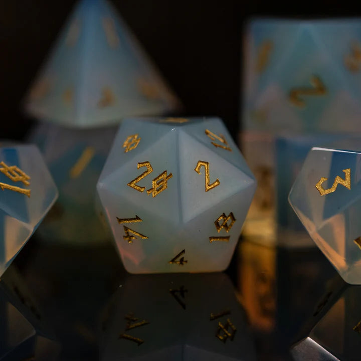 Misty Mountain - Opalite - 7-set Stone Dice