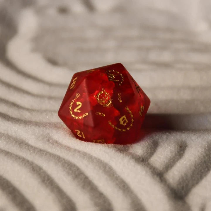 Misty Mountain - Japanese Frosted Red: Dice Around the World Collection - 7-set Glass Dice