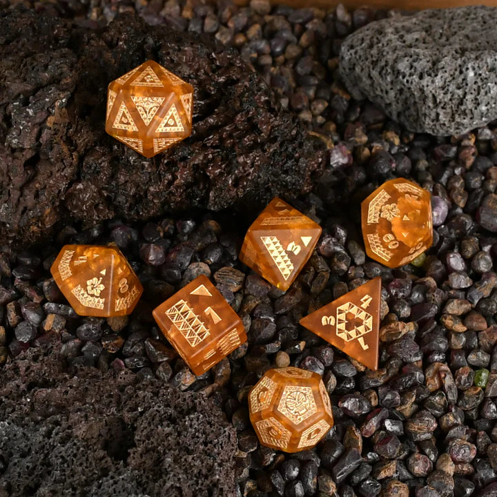 Misty Mountain - Polynesian Lava: Dice Around the World Collection - 7-set Glass Dice