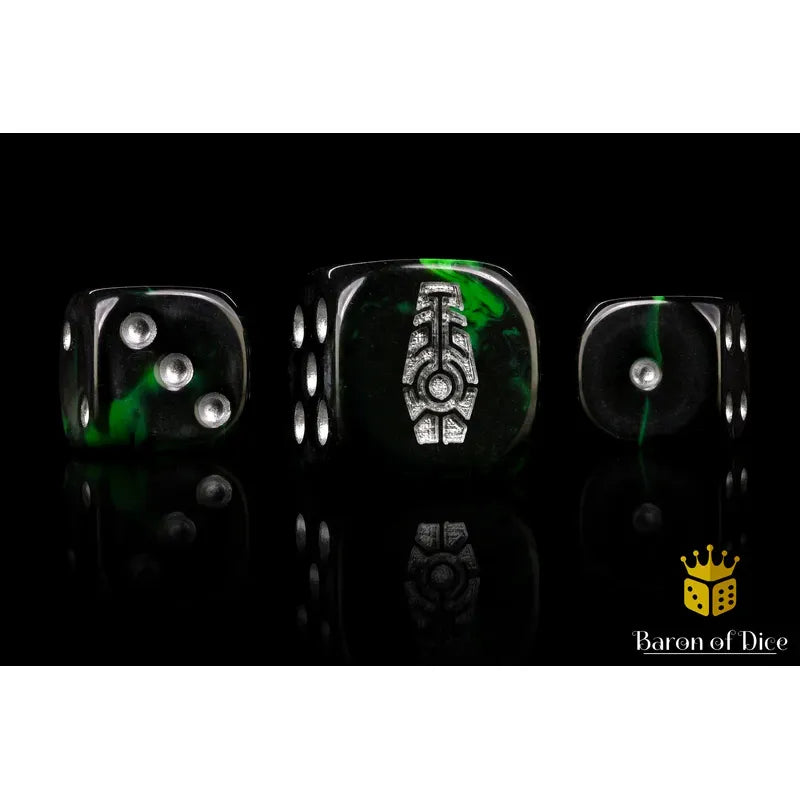 Baron of Dice: Silver Coffin Round Wargaming D6 Set 25ct