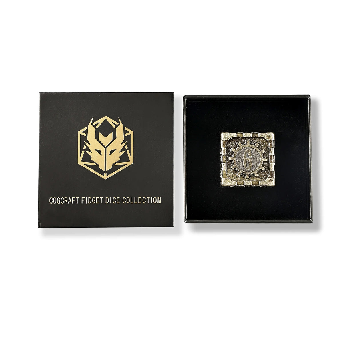 Mythic Size Cogcraft Fidget D6 35mm - Chronoengine (Tarnished Gold)