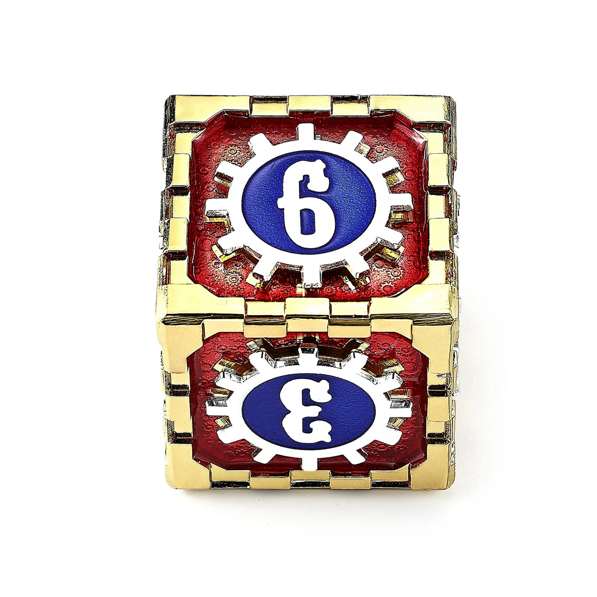 Mythic Size Cogcraft Fidget D6 35mm - Casino (Red/Blue/Silver/Gold)