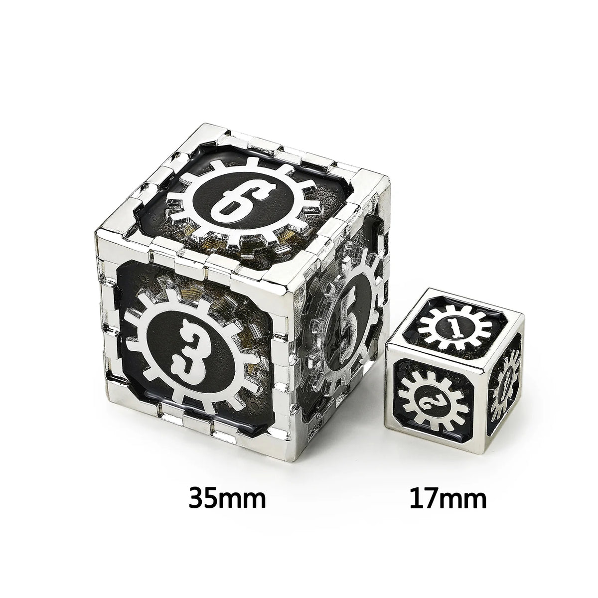 Mythic Size Cogcraft Fidget D6 35mm - Diesel (Black/Silver)