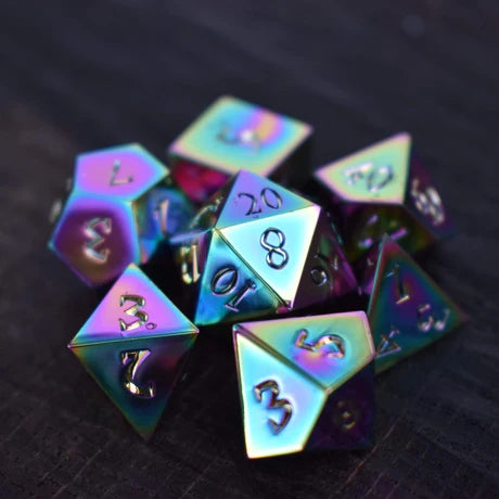 Misty Mountain - Iridescent Sharp-Edged - 7-set Metal Dice
