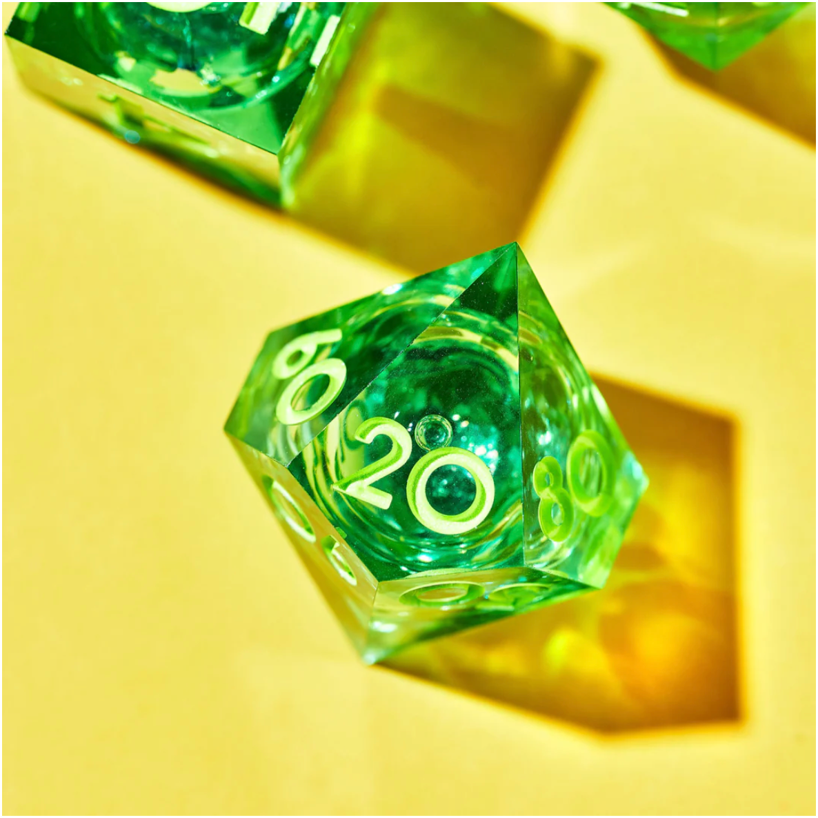 Green Gamer Juice 7-Piece Liquid Core Dice Set