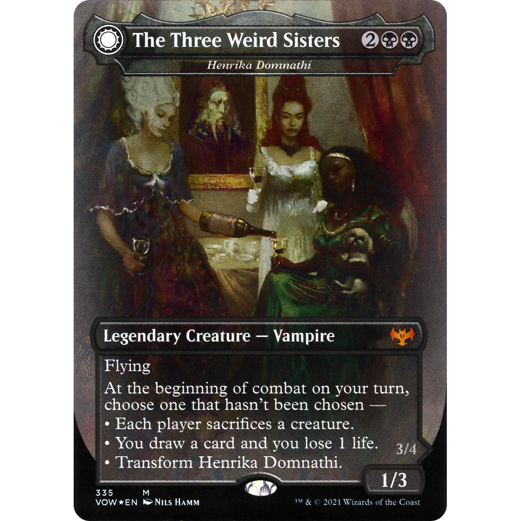 The Three Weird Sisters - Henrika Domnathi (VOW-335) - Innistrad: Crimson Vow: (Double Faced Transform) (Borderless)
