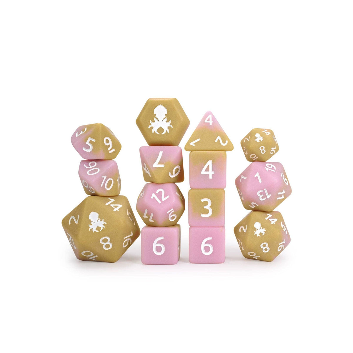 Strawberry Cold Foam Matte 14pc Dice Set inked in White