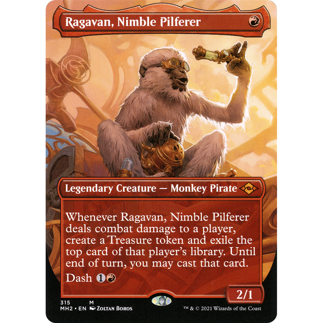 Ragavan, Nimble Pilferer (Borderless) (MH2-315) - Modern Horizons 2 (Borderless) Foil