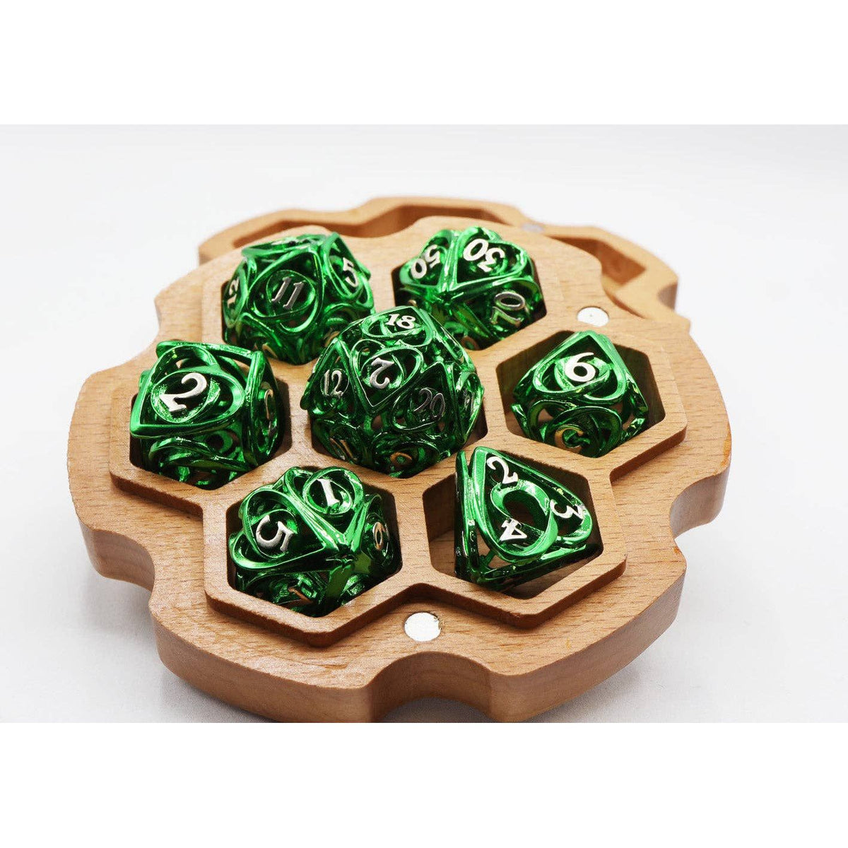 Hollow Hearts: Green - Metal RPG Dice Set