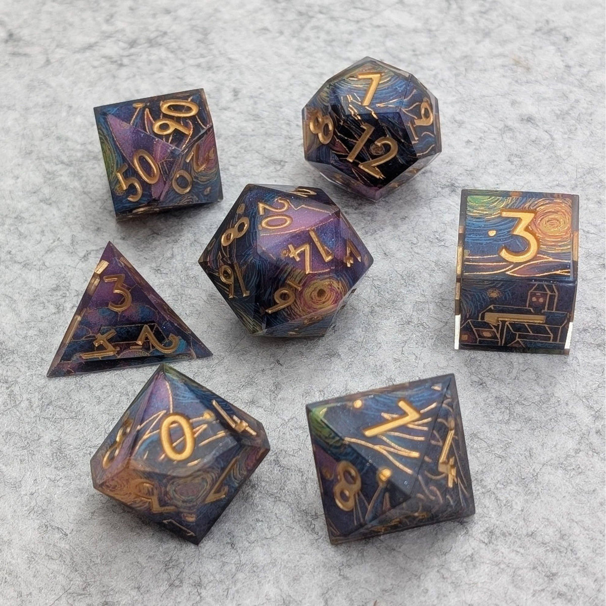 Starry Core - 7 Piece Luxury D&D Dice Set