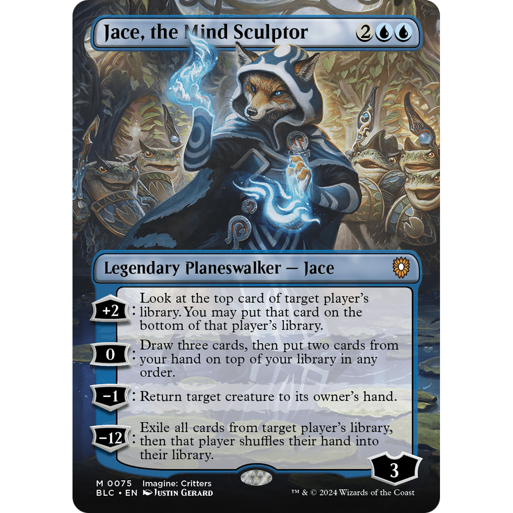Jace, the Mind Sculptor (Borderless) (BLC-075) - Bloomburrow Commander (Borderless) Foil