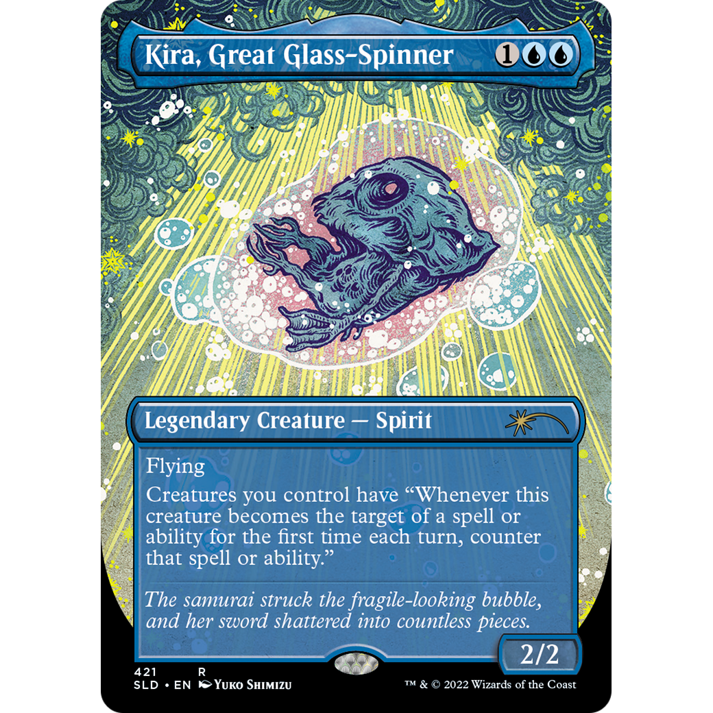 Kira, Great Glass-Spinner (Borderless) (SLD-421) - Secret Lair Drop (Borderless)
