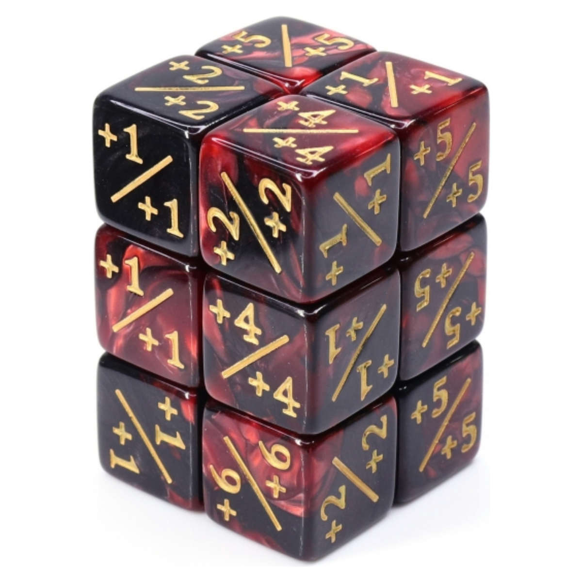 +1/+1 Red & Black Counters for Magic - set of 8