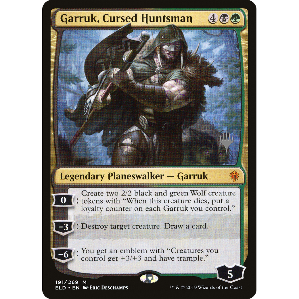 Garruk, Cursed Huntsman (PPELD-191) - Throne of Eldraine Promos Foil