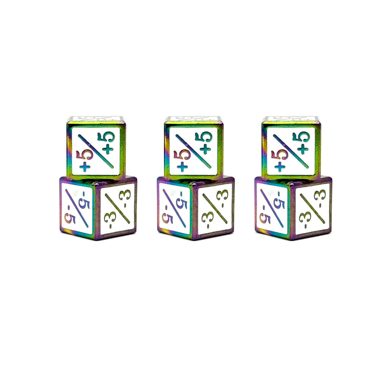 1/+1 & -1/-1 D6 White Pack of 6 CCG Metal Dice