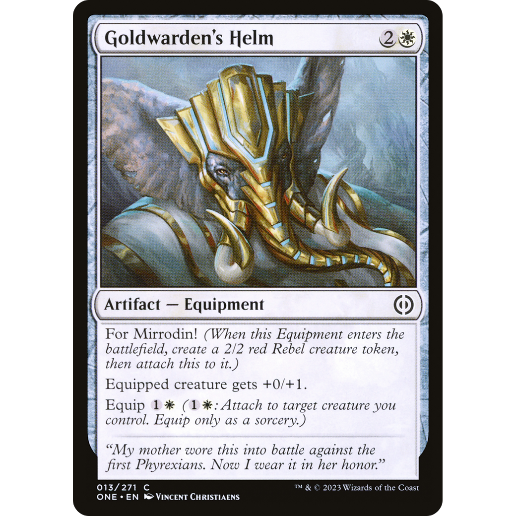 Goldwarden's Helm (ONE-013) - Phyrexia: All Will Be One Foil