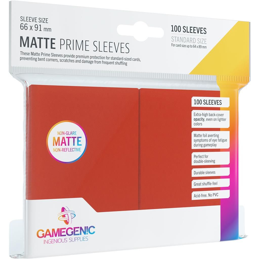 Gamegenic: Red 100ct Matte Prime Sleeves 66x91mm