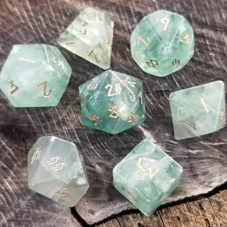 Green Fluorite 7-Set Stone Dice